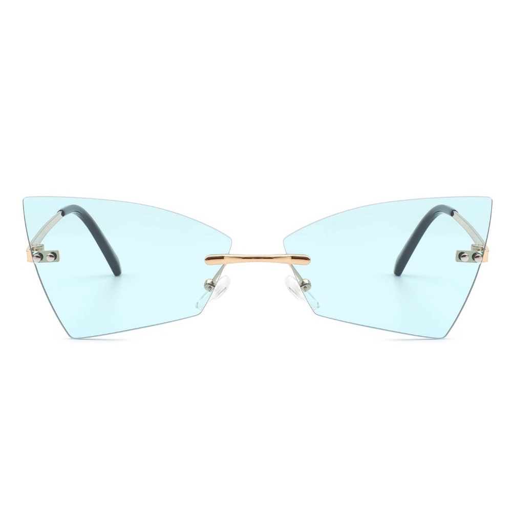 Rimless Geometric Retro Tinted Fashion Sunglasses - Picture 3 of 6
